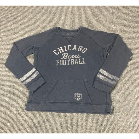 Chicago Bears Sweatshirt Womens Large Blue Pullover 47 NFL Football Pocket Faded - Picture 1 of 16